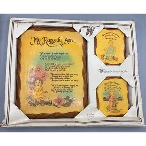 Vtg 3 Pc Plaque My Raggedy Ann Patty Cake Horsey‎ Wood Wall Decor Nursery